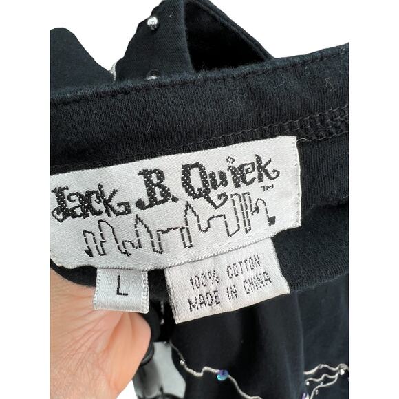 Jack B Quick | L | Spider Web Halloween Embellished T-shirt Top 3/4 Sleeve Tee - Picture 6 of 6